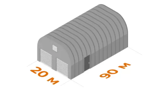 Проект бескаркасного ангара 20x90