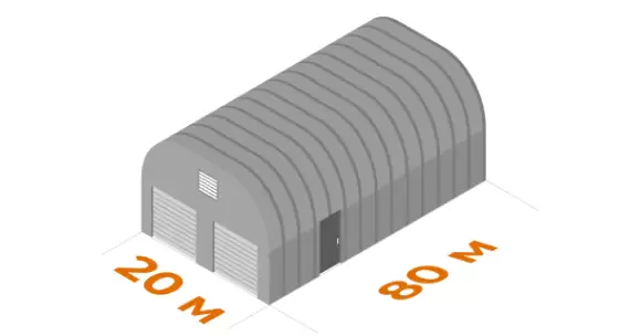 Проект бескаркасного ангара 20x80